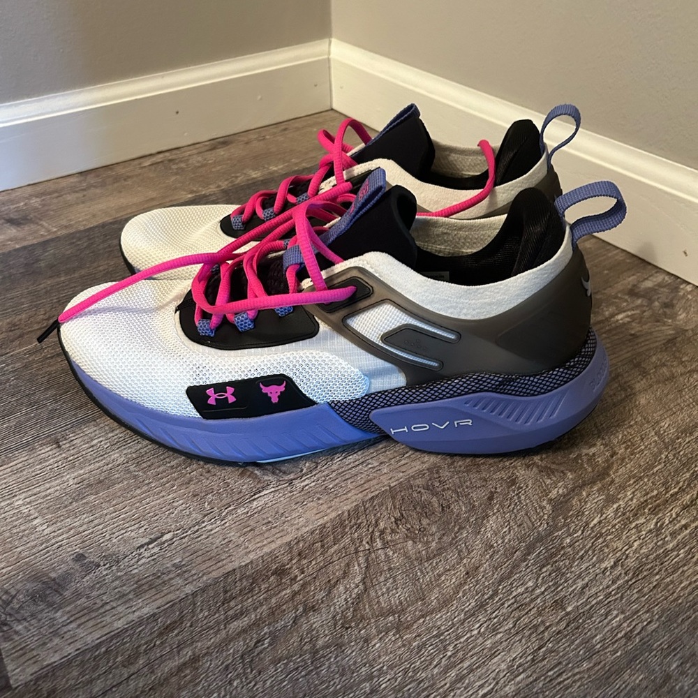 Under Armour White and Purple Sneakers with Pink Accents